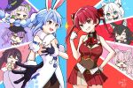  &gt;_&lt; +++ 6+girls :d ^^^ ^_^ animal_ear_fluff animal_ears azki_(4th_costume)_(hololive) azki_(hololive) bare_shoulders baseball_cap black_gloves black_hair black_hat black_leotard black_shirt blue_eyes blue_hair blush braid breasts brown_eyes brown_jacket brown_leotard brown_pantyhose chibi closed_eyes commentary_request covered_navel crown_braid detached_sleeves don-chan_(usada_pekora) dress fang fox_ears fur-trimmed_gloves fur_trim gloves green_eyes grey_hair grin hakui_koyori hakui_koyori_(1st_costume) hand_on_own_hip hand_up hat heterochromia highres hololive houshou_marine houshou_marine_(1st_costume) jacket kiritoma large_breasts leotard leotard_under_clothes long_hair multicolored_hair multiple_girls murasaki_shion murasaki_shion_(1st_costume) off_shoulder ookami_mio ookami_mio_(1st_costume) pantyhose pink_hair pleated_skirt puffy_short_sleeves puffy_sleeves purple_hair rabbit_ears red_eyes red_hair red_jacket red_skirt shirakami_fubuki shirakami_fubuki_(1st_costume) shirt short_sleeves skirt sleeveless sleeveless_jacket smile sparkle strapless strapless_dress strapless_leotard tilted_headwear tokoyami_towa tokoyami_towa_(1st_costume) twin_braids twintails two-tone_hair usada_pekora usada_pekora_(1st_costume) very_long_hair virtual_youtuber white_dress white_gloves white_hair white_jacket white_sleeves witch_hat wolf_ears xd 