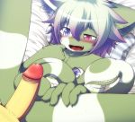  &lt;3 &lt;3_eyes 2017 anthro arbre balls bed blush claws drooling duo erection hane happy heterochromia kemono long_penis lying male male/male nude open_mouth penis retracted_foreskin saliva simple_background smile snake_penis spread_legs spreading teeth uncut 