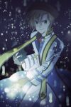  1boy arch_bishop_(ragnarok_online) black_choker black_gloves blonde_hair blue_coat blurry bokeh book brown_hat choker closed_mouth coat commentary_request cowboy_shot cropped_jacket cross cross_choker cross_necklace cross_of_prontera dated_commentary depth_of_field fingerless_gloves gloves green_eyes hat holding holding_book jacket jewelry long_sleeves looking_at_viewer male_focus necklace newsboy_cap pants purple_background ragnarok_online sharari short_hair smile solo white_jacket white_pants 