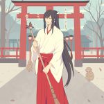  bird black_hair long_hair male male_focus monkey tarou_tachi touken_ranbu 