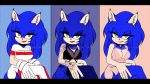  blue_fur breasts claws clothed clothing collar ear_piercing female fur green_eyes hair hedgehog legwear lingerie lipstick long_hair looking_at_viewer makeup mammal nipples piercing rubber shadisfaction skimpy solo sonic_(series) sonic_the_hedgehog spandex stockings tattoo thick_thighs tight_clothing 