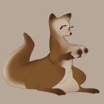 2023 anthro areola big_breasts blush breasts digital_drawing_(artwork) digital_media_(artwork) digitigrade eyelashes feet female fur glistening glistening_breasts hi_res hindpaw holding_breast holding_up_breasts kangaroo long_eyelashes macropod mammal marsupial monotone_background multicolored_body multicolored_fur nude nude_anthro paws pouch_(anatomy) sagging_breasts shaded simple_background simple_eyes smile solo tail two_tone_body two_tone_fur unknown_artist