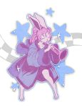  anthro clothed clothing dressing_gown eyes_closed female hair lagomorph mammal musical_instrument pwcsponson rabbit solo standing trumpet 