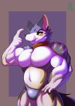  anthro bulge canine clothing collar d.angelo featureless_pecs looking_at_viewer male mammal musclegut muscular muscular_male solo standing tongue tongue_out underwear 