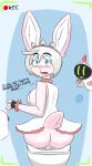  2025 absurd_res alternate_species anthro arc_system_works bathroom big_breasts big_butt blue_eyes blush bodily_fluids bottomwear breasts butt clothed clothing collar dialogue digital_media_(artwork) elphelt_valentine embarrassed english_text female fingerless_gloves fur genital_fluids gloves guilty_gear hair handwear heart_symbol hi_res lagomorph leporid looking_at_viewer mammal notmypornaccount open_mouth partially_clothed peeing pink_body pink_fur rabbit raised_bottomwear raised_clothing raised_skirt recording simple_background sitting skirt solo spiked_collar spikes tail text toilet toilet_paper toilet_use topwear urine urine_stream watersports white_hair wide_hips 