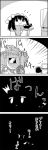  1girl 4koma :x comic commentary_request darkness eggplant emphasis_lines greyscale hat highres kawashiro_nitori microwave monochrome plant pom_pom_(clothes) scarf shameimaru_aya smile tani_takeshi tokin_hat touhou translation_request welding welding_mask yukkuri_shiteitte_ne 