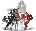  1boy absurdres armor ascot battle black_boots black_gloves blonde_hair blue_ribbon board_game boots brown_eyes cape chess chess_piece dagger game_cg giant_hand gloves grey_cape hair_ribbon highres holding holding_chess_piece knife low_ponytail lutfi_(sword_of_convallaria) male_focus non-web_source official_art pauldrons ponytail red_cape ribbon shoulder_armor single_pauldron solo statue sword sword_of_convallaria thigh_boots transparent_background two-sided_cape two-sided_fabric weapon 