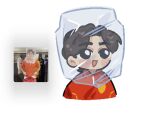  1boy 83tanawin :d bag bag_over_head black_eyes blush_stickers brown_hair commentary cropped_torso deformed english_commentary formula_3 happy male_focus open_mouth photo-referenced photo_inset plastic_bag rafael_camara real_life red_shirt reference_inset shirt short_hair simple_background smile white_background 