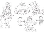  anthro big_breasts black_and_white breasts canine clothed clothing d.angelo exercise female flexing hair mammal monochrome multiple_images muscular muscular_female solo sweat veiny_muscles weightlifting workout 