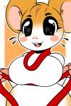  anthro anthrofied big_breasts big_ears blush blush_stickers breasts cute eyelashes featureless_breasts female hamster hamtaro_(series) hi_res kloudmutt mammal open_mouth ribbons rodent sandy_(hamtaro) short_stack solo teeth tongue whiskers 