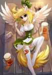  5_fingers anthro breasts detailed_background equine feathered_wings feathers female green_eyes looking_at_viewer mammal pegasus smile solo tomatocoup wings 