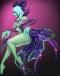  2016 banshee breasts exposed_breasts female ghostly glowing glowing_eyes hi_res humanoid krobelus_the_death_prophet monster_girl_(genre) mostly_nude not_furry purple_lips solo sparkling xinaelle 