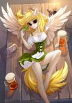  5_fingers anthro breasts detailed_background equine feathered_wings feathers female green_eyes looking_at_viewer mammal pegasus smile solo tomatocoup wings 