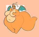 anthro belly big_belly big_breasts breasts curvy_figure digital_media_(artwork) dragon dragonite eyelashes featureless_breasts female generation_1_pokemon hi_res looking_at_viewer mammal membrane_(anatomy) membranous_wings mythological_creature mythological_scalie mythology navel nintendo nude open_mouth orange_background orange_body overweight overweight_anthro overweight_female pokemon pokemon_(species) scalie simple_background smile solo swallowpancakes tail thick_tail thick_thighs voluptuous voluptuous_anthro voluptuous_female wide_hips wings