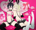  all_male animal_ears arched_back arched_soles areolae armpits arms_up ass back bare_shoulders bed_sheet black_hair black_hairband black_legwear black_neckwear black_panties black_shorts black_suspenders blonde_hair boots bow bowtie bulge bunny_boy bunny_ears bunny_tail cheek-to-cheek commentary_request crop_top elbow_gloves facial_mark fake_animal_ears fake_tail feet_up flower flowers frilled_pillow frills furrowed_eyebrows gloves green_eyes hairband half-closed_eyes headband heart heart_pillow highleg highleg_panties highres looking_at_viewer lying male male_focus micro_shorts multiple_boys nagano_rira navel nipples on_back on_stomach one-punch_man onepunch_man onsoku_no_sonic open_clothes open_fly open_shorts panties penis_in_panties petals pillow pink pink_flower pink_ribbon pink_rose platinum_blonde_hair pout puffy_chest purple_eyes pursed_lips red_bow ribbon ribbons rose scar senkou_no_flash short_hair shorts shoulder_blades side_slit suspenders tail thigh_boots thighhighs thighhighs_under_boots toned toned_male trap underwear white_footwear wing_collar 