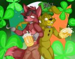  2018 alcohol animatronic anthro beer beverage canine digital_media_(artwork) eye_patch eyewear five_nights_at_freddy&#039;s five_nights_at_freddy&#039;s_3 fox foxy_(fnaf) hook lagomorph machine male mammal rabbit robot simple_background springtrap_(fnaf) tonycrynight video_games 