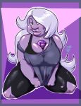  amethyst_(steven_universe) big_breasts big_lips breasts cartoon_network crystal_gems female human_only lips purple_background sean_blackthorne short simple_background slightly_chubby steven_universe thick_thighs 