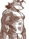  41raco anthro canine clothed clothing fundoshi japanese_clothing male mammal morenatsu muscular muscular_male nipples solo ten_kodori topless underwear wolf 