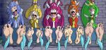  5girls aoki_reika barefoot bdsm bondage bound bound_ankles cure_beauty cure_happy cure_march cure_peace cure_sunny feet foot_focus highres hino_akane_(smile_precure!) hoshizora_miyuki kise_yayoi magical_girl midorikawa_nao multiple_girls nanohaha626 non-web_source precure smile_precure! tickling tickling_feet 