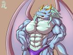  anthro bulge clothing d.angelo dragon hair hands_on_hips horn looking_at_viewer male muscular muscular_male solo underwear wings 