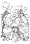  ahab anthro beard bovine briefs bulge clothing facial_hair footwear gamma-g greyscale housamo huge_muscles japanese_text male mammal monochrome muscular muscular_male penis_outline shoes solo text tokyo_afterschool_summoners underwear undressed 