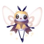  bug creature flying full_body gen_7_pokemon insect no_humans open_mouth outstretched_arms pink_eyes pokemon pokemon_(creature) ribombee simple_background smile solo sparkle white_background yukimich 