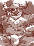  41raco ahab anthro briefs bulge clothed clothing erection male nipples pipe smoking solo tokyo_afterschool_summoners topless underwear 
