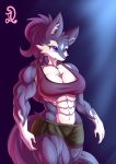  abs anthro breasts canine clothed clothing d.angelo female hair mammal muscular muscular_female solo standing thick_thighs wide_hips 