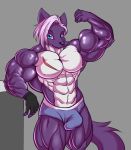  anthro bulge canine clothing d.angelo flexing looking_at_viewer male mammal muscular muscular_male pecs scar smile solo standing underwear 