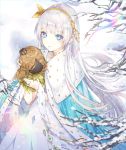  anastasia_(fate/grand_order) bangs blue_eyes blush cape commentary doll dress eyebrows_visible_through_hair fate/grand_order fate_(series) hairband holding jewelry kinokohime long_hair looking_at_viewer md5_mismatch orange_hairband ribbon royal_robe silver_hair solo very_long_hair 