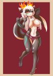  anthro breasts d.angelo dragon female hair looking_at_viewer one_eye_closed smile solo standing voluptuous wet wide_hips 