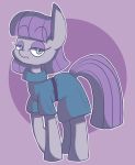 belt blue_eyes clothed clothing digital_media_(artwork) earth_pony equine eyebrows_visible_through_hair eyelashes female feral friendship_is_magic frown hair horse mammal maud_pie_(mlp) my_little_pony pony purple_hair simple_background typhwosion unimpressed 