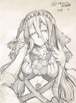  aqua_(fire_emblem_if) closed_eyes crying dress fire_emblem fire_emblem_if gloves graphite_(medium) greyscale hetero jewelry male_my_unit_(fire_emblem_if) monochrome my_unit_(fire_emblem_if) necklace shiratsu_(white-seaside) smile tears traditional_media 