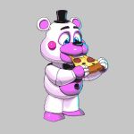  2018 animatronic anthro bear bow_tie buttons_(fastening) cute digital_media_(artwork) five_nights_at_freddy&#039;s food freddy_fazbear&#039;s_pizzeria_simulator hat helpy_(fnaf) machine mammal pizza robot simple_background t0aluyfixcdflbu top_hat video_games 
