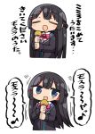  :d bangs black_hair black_jacket blazer blue_eyes blush bow bowtie check_translation closed_eyes collared_shirt comic eyebrows_visible_through_hair holding holding_microphone jacket kanikama long_hair long_sleeves looking_at_viewer microphone music nijisanji open_mouth pink_neckwear shirt simple_background singing smile translation_request tsukino_mito two-handed very_long_hair virtual_youtuber white_background white_shirt 