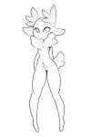  anthro antlers black_and_white cervine female hi_res horn itsunknownanon long_legs looking_at_viewer mammal monochrome pussy reindeer smile solo them&#039;s_fightin&#039;_herds velvet_reindeer_(tfh) 
