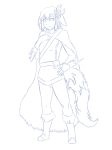  animal_humanoid boots canine clothed clothing dog dog_humanoid female footwear fully_clothed hi_res humanoid kikimora_(mge) line_art mammal monster_girl monster_girl_(genre) monster_girl_encyclopedia open_mouth simple_background sketch smile solo standing thundragon white_background 