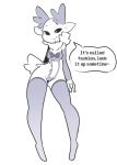  anthro antlers armwear cervine clothing dialogue elbow_gloves english_text female gloves greyscale hi_res horn itsunknownanon legwear lingerie long_legs mammal monochrome reindeer smile solo speech_bubble stockings text them&#039;s_fightin&#039;_herds velvet_reindeer_(tfh) 