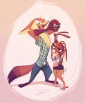  2018 3_toes absurd_res annoyed anthro belt bottle brown_eyes brown_fur canine chest_tuft chocolate_syrup clothed clothing dipstick_tail disney duo easter eyewear female fox fur glasses gloves_(marking) grainy green_eyes hershey&#039;s_syrup hi_res holidays jeans lagomorph licking licking_lips lilo_and_stitch male mammal markings multicolored_tail open_mouth orange_fur pants plaid pointedfox pointedfox_(character) pouring rabbit shirt shorts signature simple_background small_tail stitch t-shirt tartan_clothing toes tongue tongue_out tuft v-neck 