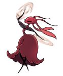  1girl ant antennae ari_gibson black_skin bug closed_eyes colored_skin dress full_body highres hollow_knight hollow_knight:_silksong multicolored_skin official_art red_dress red_skin skarrsinger_karmelita_(hollow_knight) solo spinning_weapon transparent_background 