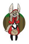  &lt;3 blush canine clothed clothing crossdressing ear_tuft fluffy forest fox gloves green_eyes hair kreatiivfox little_red_riding_hood little_red_riding_hood_(copyright) long_hair long_tail male mammal shy smile solo teeth tree tuft 