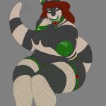  anthro big_breasts bpq00x breasts clothed clothing crux female fishnet huge_breasts looking_at_viewer makeup nipples overweight overweight_female panties skimpy smile solo thick_bottom_lip underwear 