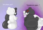  anthro balls bear butt danganronpa da~blueguy dialogue male mammal monokuma presenting solo sweat tongue 