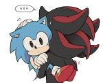 ... 2boys animal_ears animal_nose blue_fur carrying carrying_person child classic_sonic furry furry_male gloves grey_eyes hedgehog_boy highres looking_at_viewer male_focus multiple_boys red_shoes shadow_the_hedgehog shoes simple_background sonic_(series) sonic_the_hedgehog sonic_the_hedgehog_(classic) tail unneul white_background white_gloves 