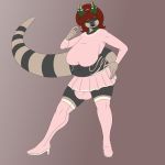  anthro big_bulge bpq00x bulge clothed clothing crux dickgirl heel_boots intersex legwear looking_at_viewer makeup overweight solo standing thick_thighs thigh_highs underwear 