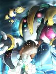  bis814 commentary_request floating glowing golem highres no_humans pokemon pokemon_(creature) pokemon_focus regice regidrago regieleki regigigas regirock registeel 
