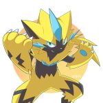  achromatic alpha_channel ambiguous_gender anthro blue_eyes claws feline fur grin hi_res mammal nintendo phantomania pok&eacute;mon pok&eacute;mon_(species) simple_background smile solo transparent_background video_games yellow_fur zeraora 