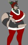 anthro big_breasts bpq00x breasts clothed clothing crux female looking_at_viewer mature_female overweight smile solo standing striped_tail stripes 