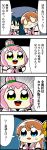  4koma arihara_tsubasa bangs baseball_uniform bkub blue_eyes bow brown_hair closed_eyes comic commentary_request crowd emphasis_lines eyebrows_visible_through_hair fingerless_gloves gloves green_eyes green_hair hachigatsu_no_cinderella_nine hair_between_eyes hair_bow hair_bun hand_on_own_chest highres hiiragi_kotoha ikusa_katato long_hair multiple_girls necktie open_mouth pink_hair shirt short_hair simple_background single_tear smile speech_bubble sportswear sweatdrop talking translation_request two-tone_background two_side_up yellow_bow 