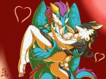  &lt;3 anthro breasts canine d.angelo dragon duo embrace featureless_breasts female fur hair horn male male/female mammal muscular muscular_male nude smile wings 